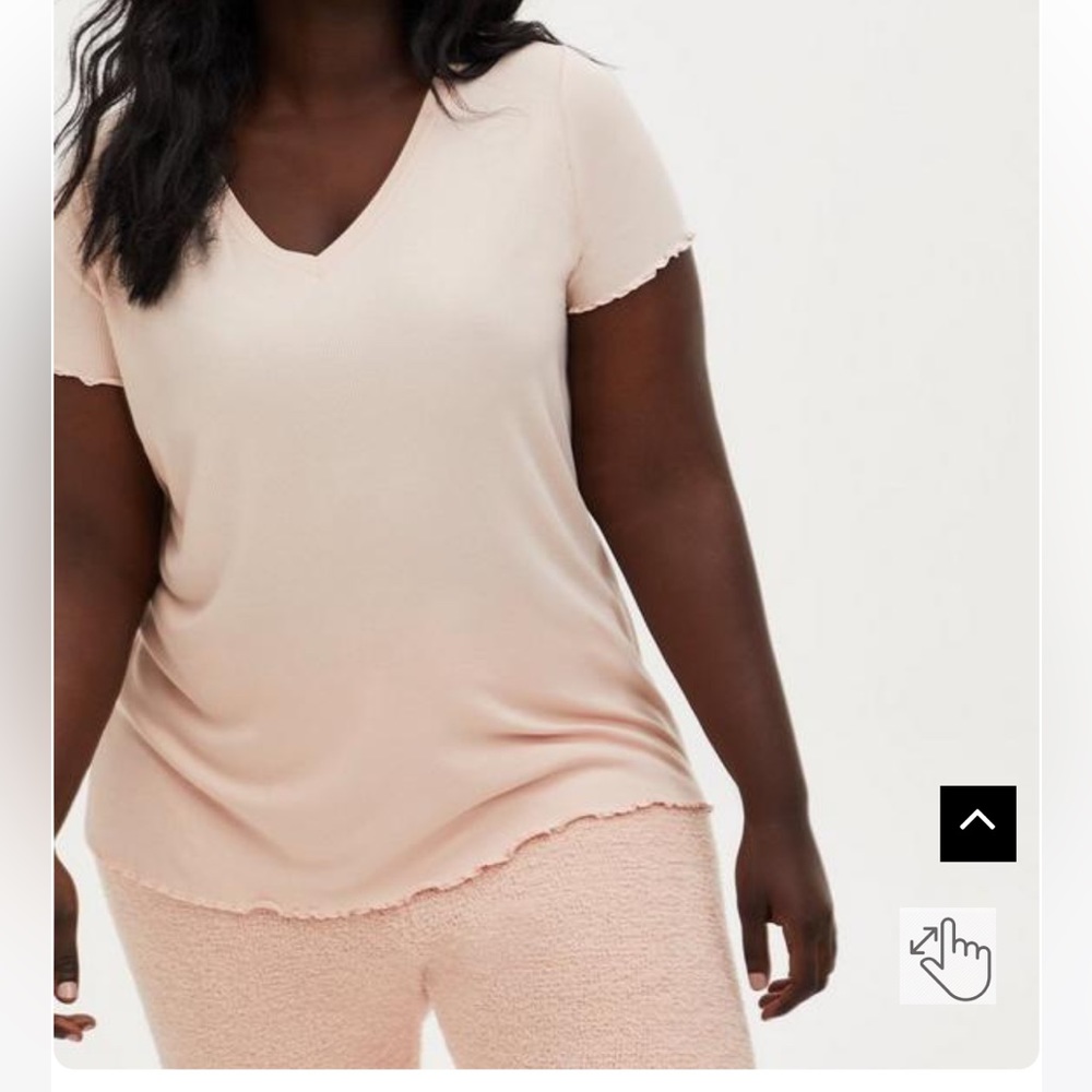 Torrid 2 super soft rib short sleeve lettuce hem sleep/lounge top
